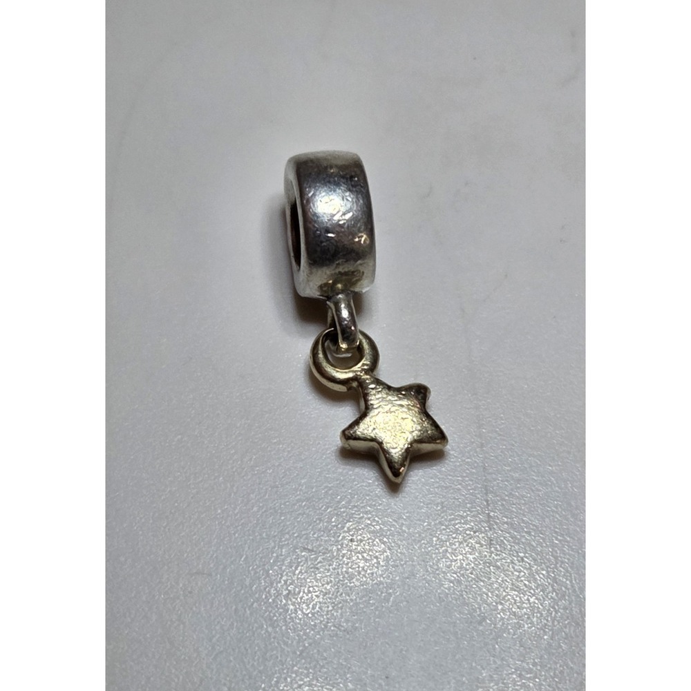 Genuine Retired PANDORA Sterling & 14k Gold Hanging Star Charm 790139